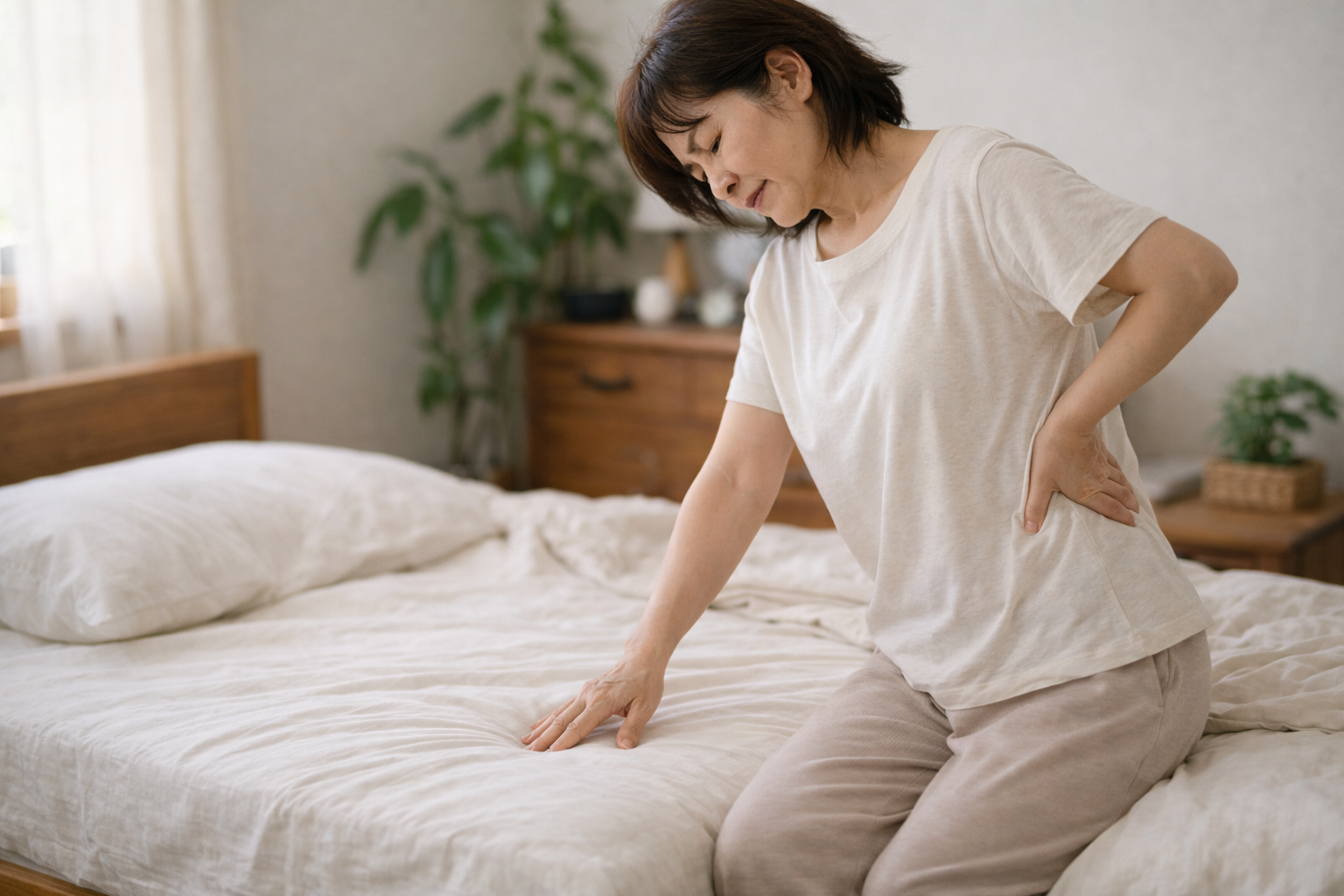 朝起きたときに腰がつらい方のためのマットレス選びイメージ