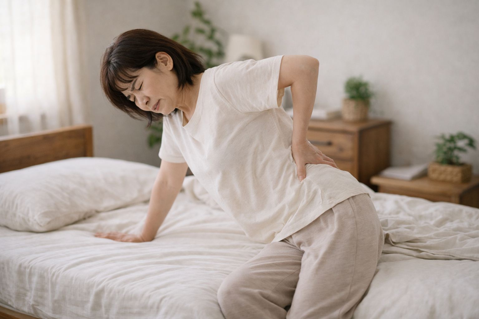 朝起きたときに腰がつらい方のためのマットレス選びイメージ